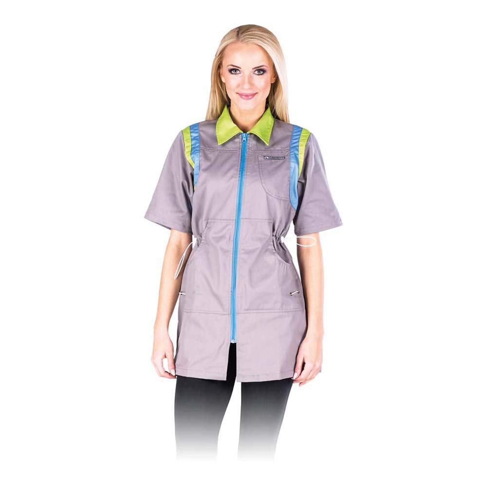 Leber&Hollman LH-Coviser_Xxl Service Ladies' Protective Apron, Grey-Light Blue-Light Green, XX-Large Size