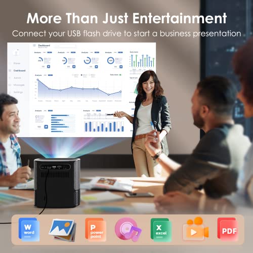 MUDIX Native 1080P Projector, 5G WiFi Projector 4K Support, 4P Keystone&Zoom Outdoor Movie Projector with Remote Control HDMI AUX USB, Portable Video Projector for Laptop/Phone/Switch/PPT/iOS/Android
