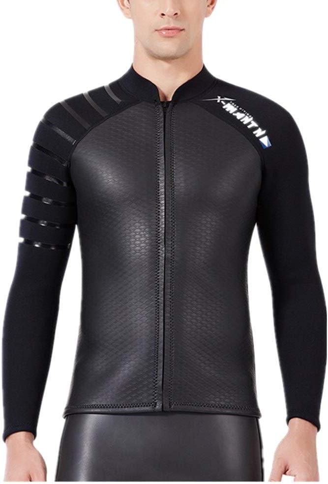 Kanqingqing Wetsuit Men Men's 3mm Neoprene Wetsuit Jacket With Chest Zip Black (Size : XL)