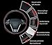 Rueesh Leather Car Steering Wheel Cover - Heavy Duty, Thick, Durable, Elegant, No Smell, Universal 15 Inch Steering Cover, Anti-slip Embossing Pattern A, Black with Red Line