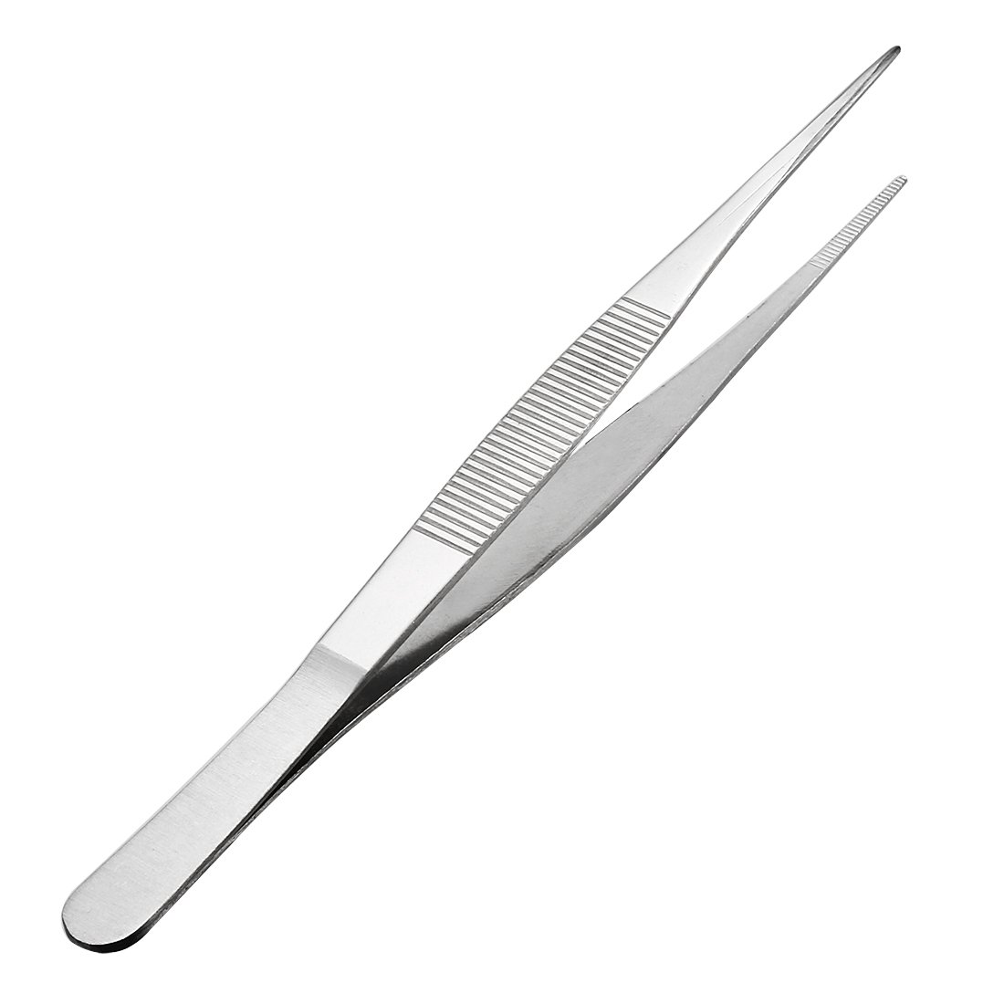 Sourcingmap 8-Inch 430 Stainless Steel Straight Pointed Tweezers with Serrated Tip Daily Garden Tool