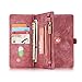 Samsung Galaxy S8 Case Wallet,KONKY Caseme Samsung Galaxy S8 Wallet Case, Magnetic Detachable Removable Phone Cover Pouch Folio Durable Leather Purse Flip Card Pockets Holder Bag Smooth Zipper - Red