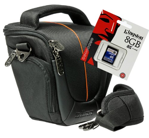 Foto-Tasche Kameratasche Typ Yuma SLR Black im Set mit 8 GB SD Speicherkarte