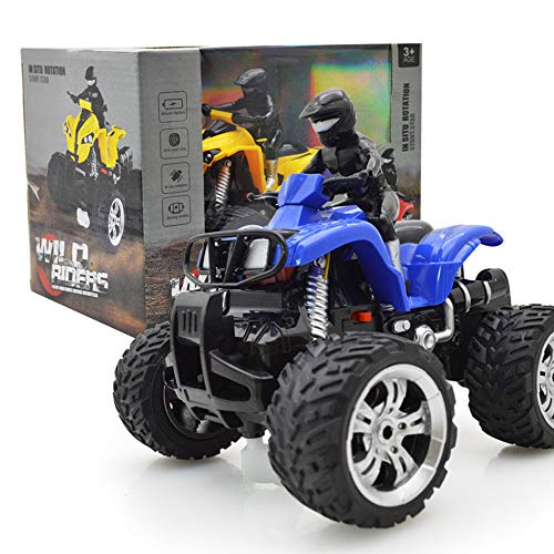 Onefa Kids Toy Remote Control Car Off-Road Motorcycle Four-Way Vehicles 360° Rotating (One Size, Blue)