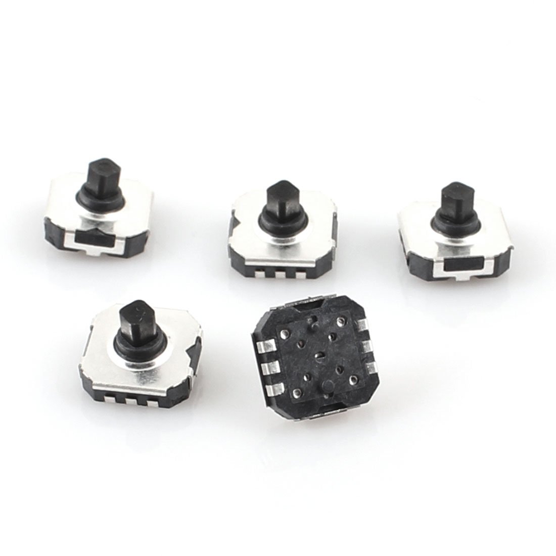 sourcingmap 5 Pcs 7mm x 7mm 6 Pin 5 Way Momentary Push Button Surface Mounted Devices SMT Tactile Switch