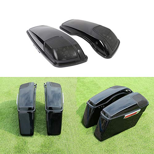 AUFER 5x7'' Gloss Black Saddlebags Speakers Lids w/Grill for Touring FLT FLHT FLHTCU FLHRC Road King Road Glide Street Glide Electra Glide Ultra-Classic 2014-2019 - Thumbnail 4