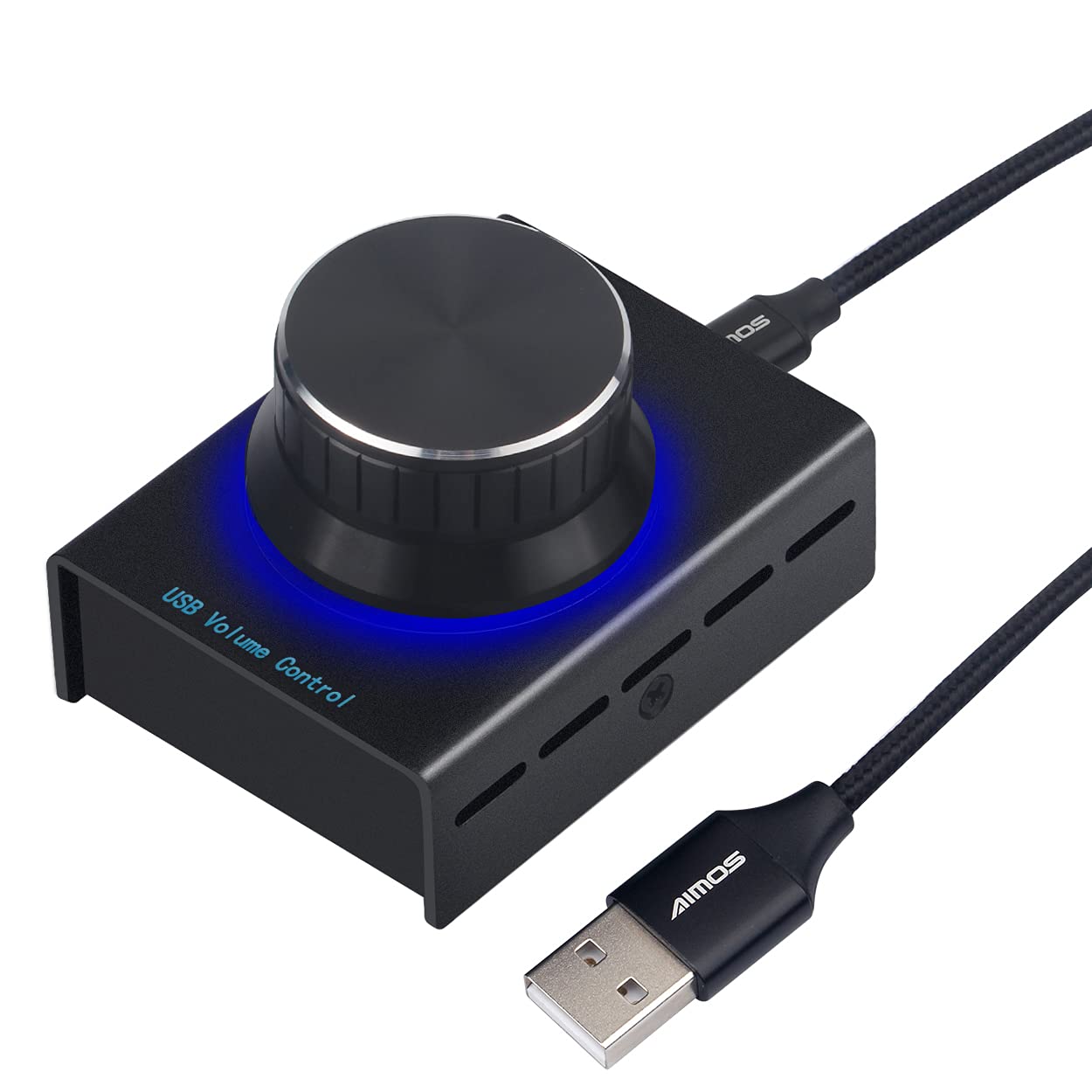 AIMOS USB Audio Volume Controller, Volume Adjuster Rotary Volume Control Knob Computer Speaker Control Switch For Win7/8/10/XP/Mac/Vista, Android Smart Phone (Black)