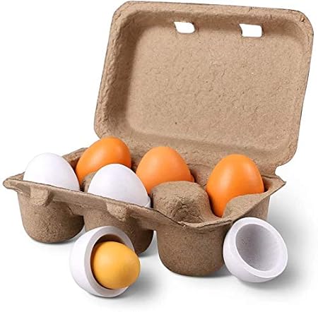 StillCool 6pcs Wooden Easter Eggs Yolk 