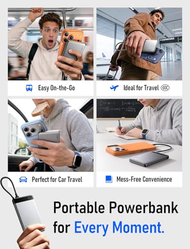 LISEN Portable Charger for iPhone, All-Metal Battery Pack Power Bank 10000mAh Compact Size, Camping Travel Essentials USB-C Power Bank, CCC-Certified Fast Charging for iPhone 17 16 15 Pro Max Air