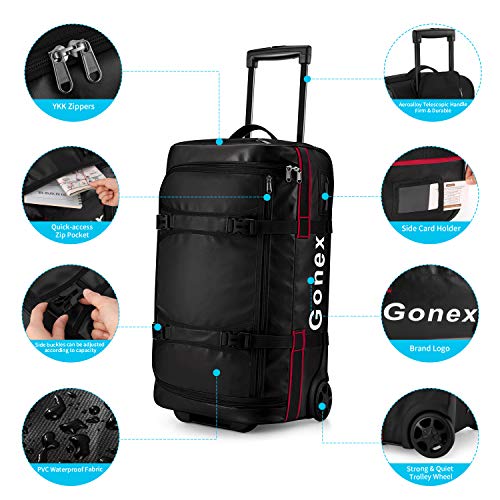 Gonex Rolling Duffle Bag with Wheels, 50L Water Repellent Wheeled
