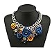 Women Gold Chain Crystal Flowers Charm Pendant Big Chunky Big Statement Necklace for Clothing
