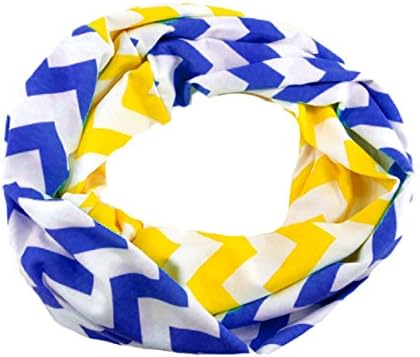 Youth Infinity Scarf Lightweight Jersey Circle Loop Chevron Zig Zag Stripe - Yellow/Royal Blue