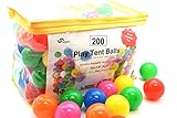 Pack of 200 Phthalate Free BPA Free Crush Proof Plastic Ball, Pit Balls - 6 Bright Colors in Reusable and Durable Storage Bag with Zipper by Oojami