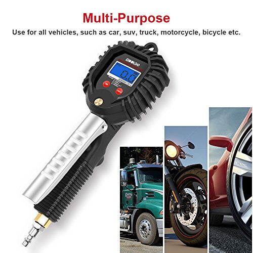 GOOLOO Upgraded Digital Tire Pressure Gauge, 255 PSI Tire Inflator Air Chuck and Compressor Accessories Heavy Duty with 360 Degree Rotatable Rubber Hose, Quick Connect Plug for Car Truck Motorcycle - Thumbnail 4