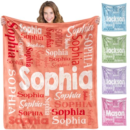 Ships Next Day, Personalized Blanket for Teen Girls Custom Kids Blanket with Name Ultra-Soft Cozy Flannel Fleece Blankets Customized Easter Gifts for Kids Adult at Amazon