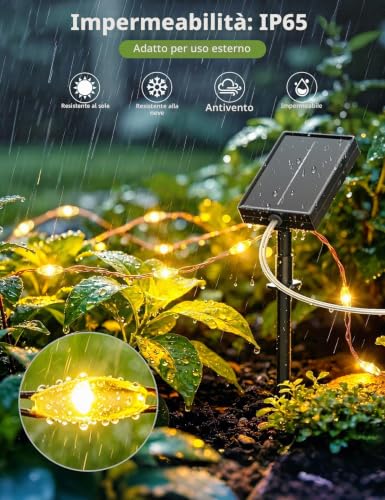 Giliwosy Outdoor Solar Lights, [2 Packs] 15+2M 150 LED Outdoor Solar String Lights, 8 Modes IP65 Waterproof Warm White Solar Garden Lights for Patio, Garden, Tree, Christmas, Weddings