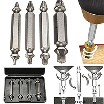 Generic 4pcs Screw Extractor Drill Bits Guide Set Broken Damaged Bolt Remover Speed Out SA604