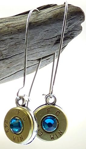Bullet Shell Earrings with Crystals on Kidney wires by Gunpowder Girl