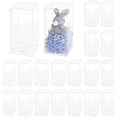 BENECREAT 20PCS Transparent PVC Favor Boxes, 3.15x3.15x7.09 Inch Rectangle Clear Plastic Containers with Film for Christmas, Wedding, Party, Birthdays Favors