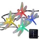 Vmanoo Christmas Solar Garden Lights,15.5ft 20 LED 8 Modes Multi Color Dragonfly Fairy String Light for Bedroom Decorative, Outdoor, Holiday, Patio, Landscape, Home, Valentines Gift