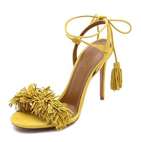 yellow tassel heels