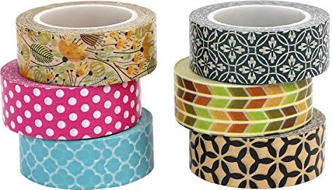 ST Washi Masking Tape Selection ,0.59 inch X 10 Yards each,Pack of 6