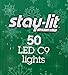 Sylvania Stay-Lit Platinum LED Indoor/Outdoor Christmas String Lights (50ct C9 lights, Multi-Colored)