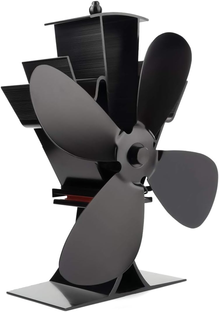 Locisne Quiet Operation Mini 4 Blades Heat Powered Fireplace Fan Stove Fan Fireplace Stoves