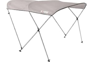 RKV86 Bimini Top for Boat, Boat Awning, 600D Polyester Oxford Fabric Boat Canopy, for Boats from 61 inches to 66 inches in Width(Silver Gray, 3 Bow)