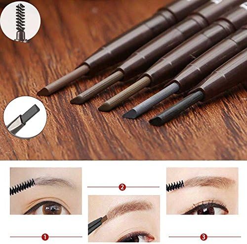 JaneDream Double Head Eyebrow Pencil Waterproof Automatic Eyeliner Pen Drawing Eye Brow Gray 4#