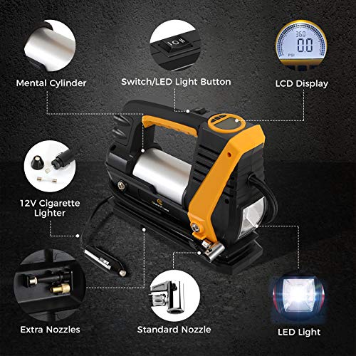 C P CHANTPOWER Tire Inflator Air Compressor,12V DC Portable Car Tire