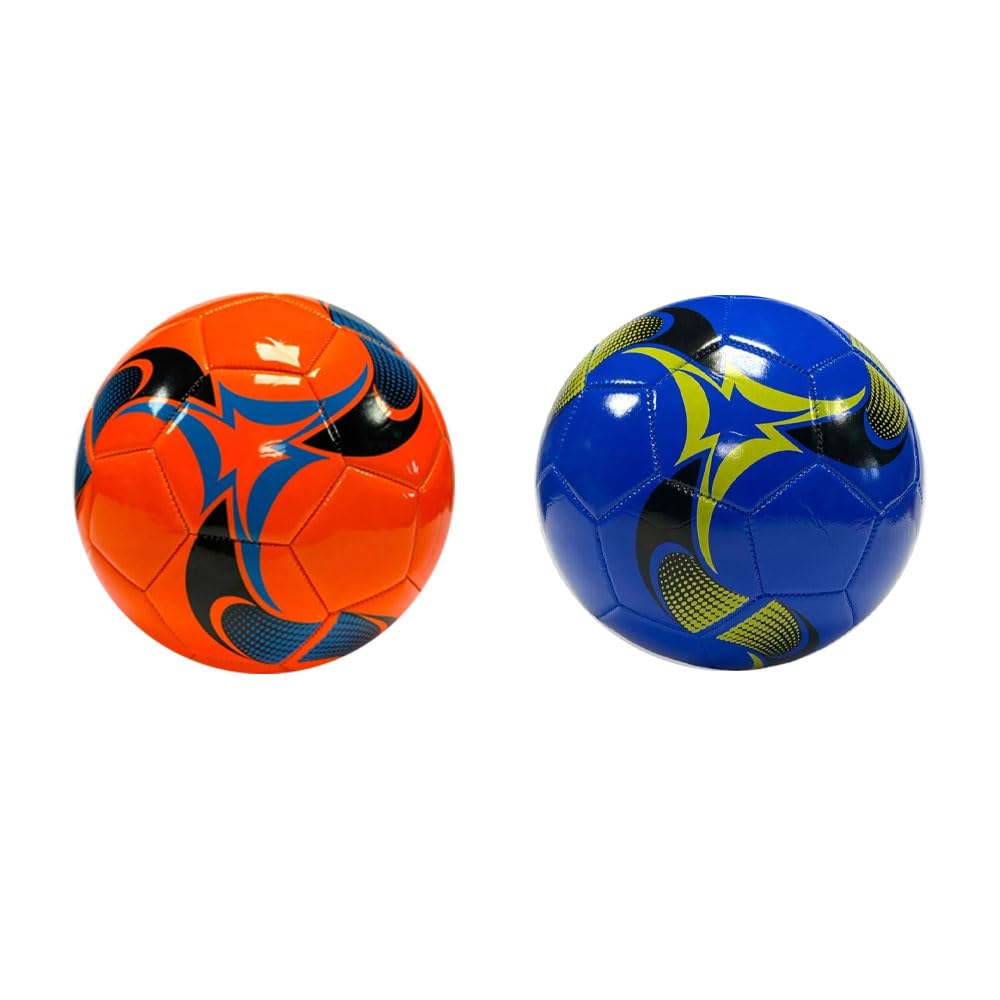 OnlineStreet Size 5 Soccer Ball for Adults Teenagers Kids Training Football Size 5 in Assorted Colors and Designs - Lightweight Footballs (Soccer Swirl Ball, Pack of 2)