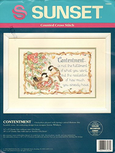 Contentment (Chickadees in Spring) Counted Cross Stitch