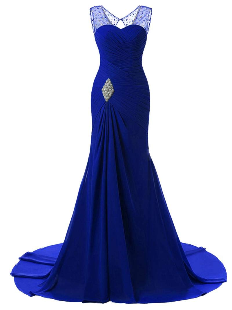 EverBeauty Women Mermaid Prom Dress Long Chiffon Bridesmaid Dress