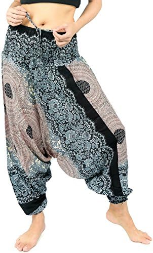 vvProud Hippie Style Bohemian Clothes Smocked Waist Rose Flower Printed Harem Pants, Perfect for Yoga, Men, Women, Free Size