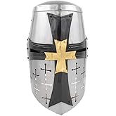 Medieval Warrior Templar Crusader Knights Helmet Wearable for Adult Medieval Costumes