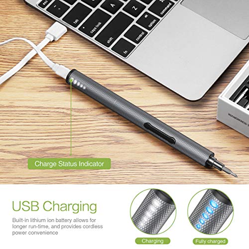 KeeKit Precision Electric Screwdriver, 22 in 1 Portable Power Screwdriver with 20 Bits, Rechargeable Repair Tool Kits with USB Charging, 3 LED Light, Magnetizer for Phones, Watches, Camera, Laptop - Thumbnail 4