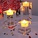 Le Sens Amazing Home Candle Holders Set of 3, 2.3/3.9/5.5 inches Elegant Heavy Crystal Cuboid Tealight Holder Clear Square Glass Candle Holder Centerpiece and Home Decoration