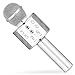 Calie Wireless Karaoke Microphone with Bluetooth Speaker for iPhone Android Smartphone, Portable Handheld Microphone for Singing Recording Interviews Home KTV Party (silver)