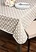 DII Vinyl Tabletop Collection Flannel Backed Polka Dot Tablecloth, Rectangle, 60x102, Natural