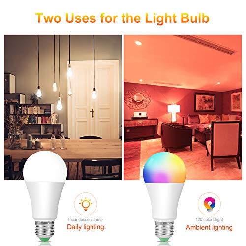 LED Light Bulbs, Color Changing Light Bulb with Remote Control, 10W E26/27 LED Lights with 120 Colors, Dimmable & Timing LED Bulbs, Decorative Mood Light, Perfect for Home Party Holiday and More