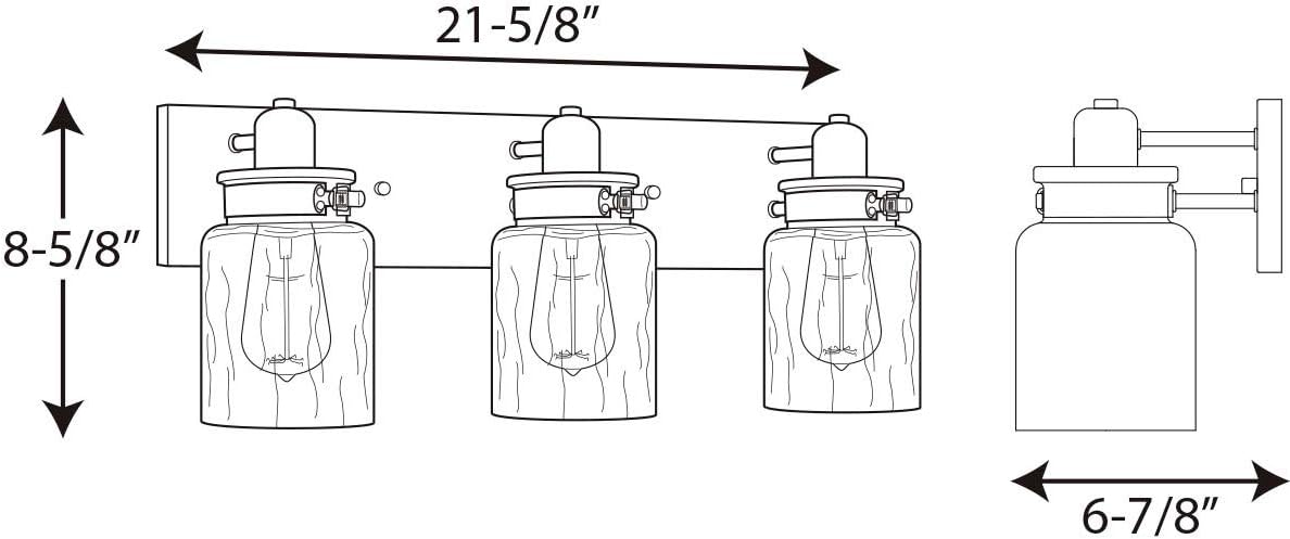 Calhoun Collection Antique Bronze Three-Light Farmhouse Bath Vanity Light - - 