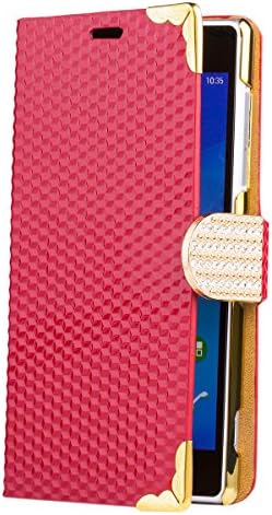 iCues Sony Xperia Z2 Diamond Rhinestone Case Red |[Screen Protector Included] Cover Shell Shookproof