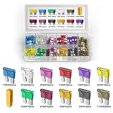 140pcs Blade Car Fuse Assortment (2A 3A 5A 7.5 A 10A 15A 20A 25A 30A 35A) ATO/APR/ATC Standard Fuse Set with Fuse Puller Tool for Rv, Truck, Vehicle