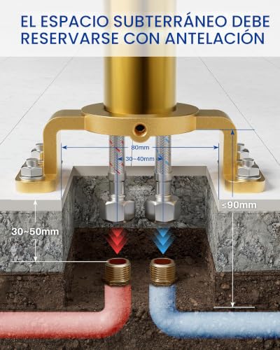 ARCORA Floor Bathtub Faucet with Shower, Independent 360° Swivel Bath Tap, Copper and Stainless Steel, Ceramic Cartridge, 2 Handling Modes, Floor Installation, Gold