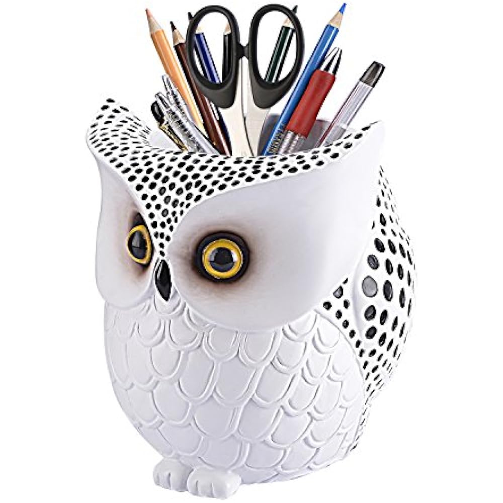 Owl Pen Holder,LYASI Pencil Container Carving Brush Pot Desk Organizer