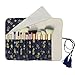 12 Pockets Makeup Brushes Rolling Case Pouch Holder Cosmetic Bag Organizer Case with Belt Strap, NO BRUSHES (Gilded Sakura)