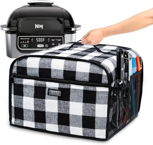 BAGSPRITE Dust Cover Compatible with Ninja Foodi Air Fryer, Foodi Grill (AG301, AG302, AG400), Appliance Cover with Pockets for Ninja Accessories, Buffalo Check