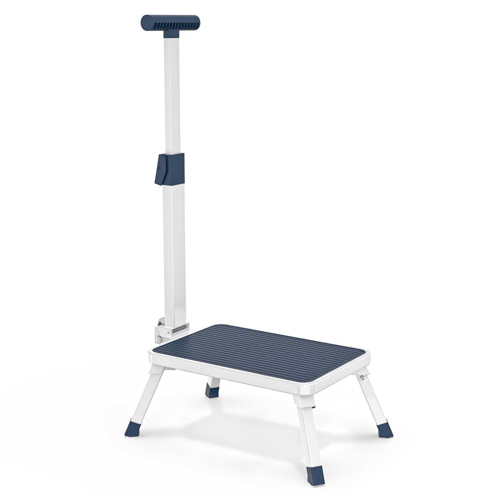 Photo 1 of Folding Step Stool, Step Stools with Handle for Elderly Adults, Metal Stepping Stool with Adjustable Handrail in Kitchen, Bathroom, Bedroom, 330 Lbs Capacity