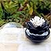smallhomeware Lotus Shape Cotton Swab Holder, Small Q-tips Toothpicks Storage Organizer, Black